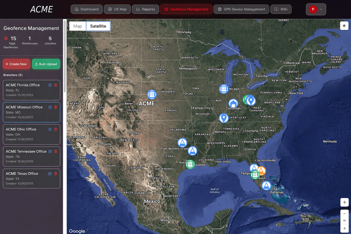 Geofence management interface