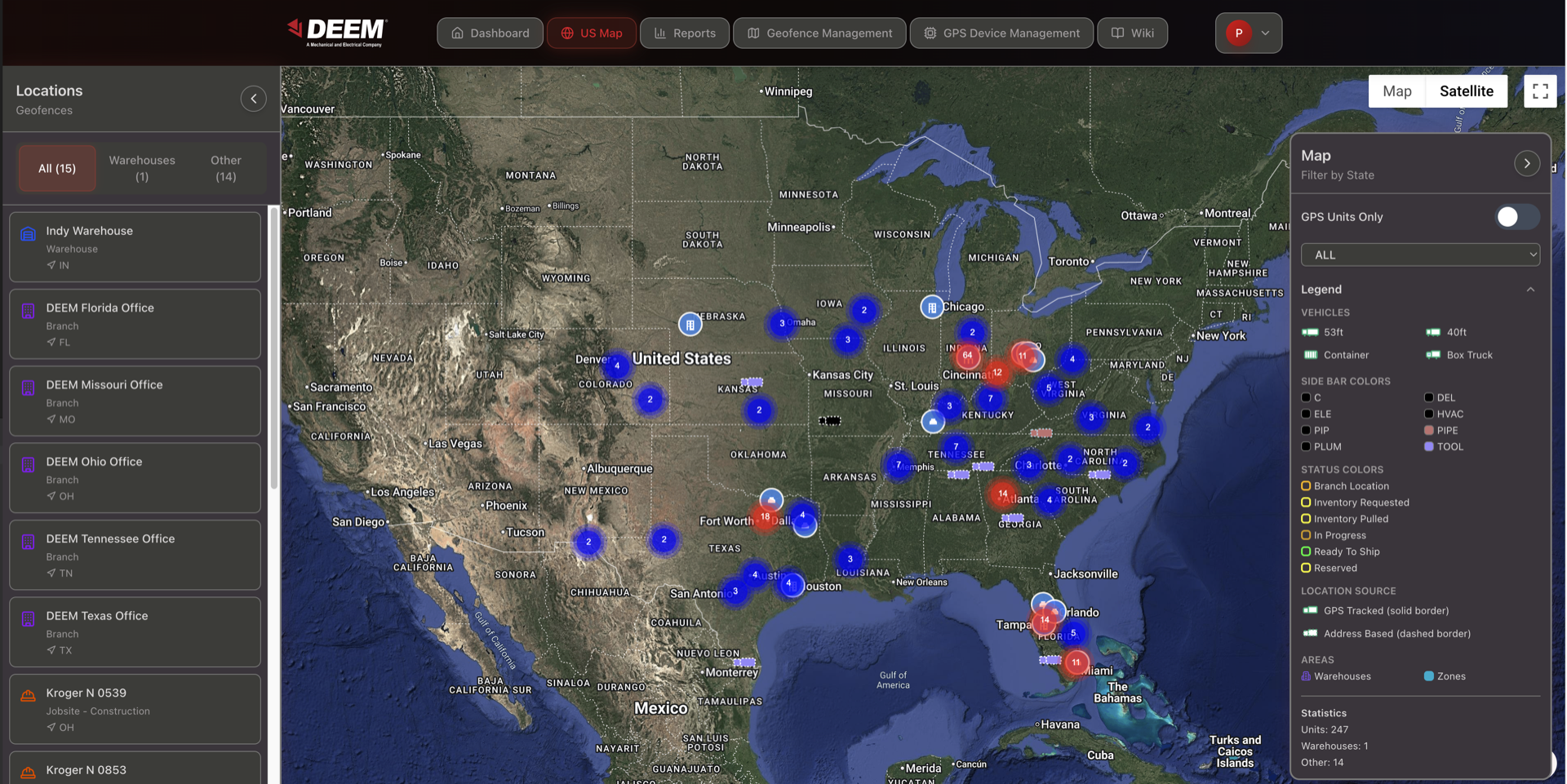 Real-time fleet map tracking 200+ trailers